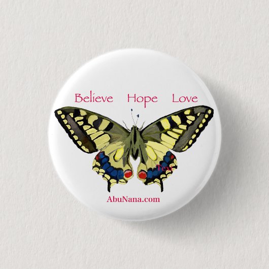 Einfach glauben, hoffen, lieben, Schmetterling Button (Vorderseite)