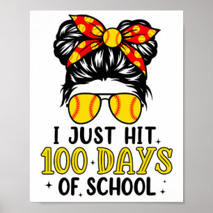 Einfach Glücklich 100 Tage Schultag Softball Unord Poster