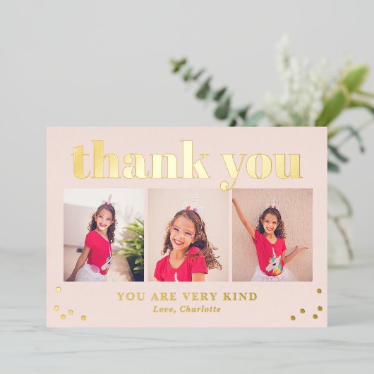 Einfach glücklich Flat FOIL Grad Danke Karte (Stehend vorne)