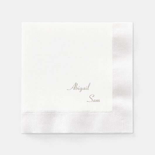Einfach Gold Text Elegant Hochzeitscocktail Serviette (Vorderseite)