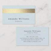 Einfach goldfarbener Streifen auf Pulverblau Visitenkarte (Vorne/Hinten)
