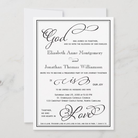 Einfach Gott ist Liebe Christlich Hochzeitseinladu Einladung (Vorderseite)