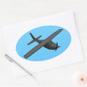 Einfach grau-blaue Propeller-Flugzeug-Aufkleber Ovaler Aufkleber (Umschlag)