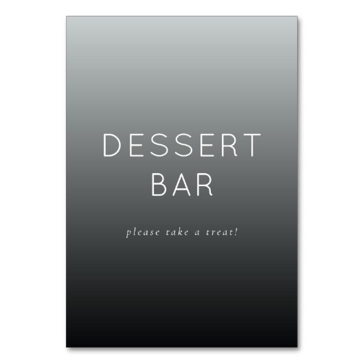Einfach grau minimalistischer Dessertbar-Schild Tischnummer (Vorderseite)