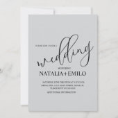 Einfach Grau Schwarzes Minimalistisches  Einladung (Vorderseite)
