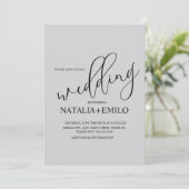 Einfach Grau Schwarzes Minimalistisches  Einladung (Stehend Vorderseite)