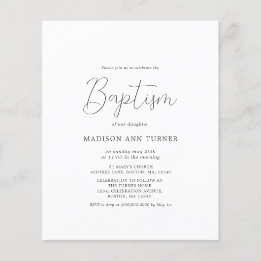 Einfach grau | Taufeinladung Flyer (Vorne)