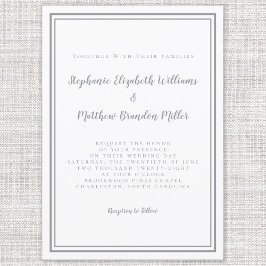 Einfach grau und weiß Hochzeitsschick Modernes Min Einladung