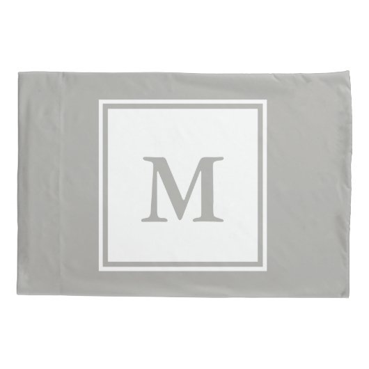 Einfach grau und weiß Mit Monogramm Kissenbezug (Rückseite)