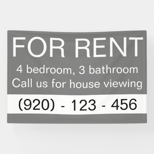 Einfach grau zu mieten Custom Real Anwesen Company Banner (Horizontal)