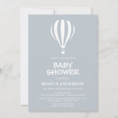 Einfach graue Heißluftballon Babydusche Einladung (Vorderseite)
