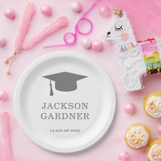 Einfach graue Mortarplatte Moderner Abschluss Pappteller (Party)