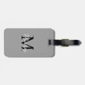 Einfach grauer Monogramm-Individuelle Name Gepäckanhänger (Rückseite horizontal)