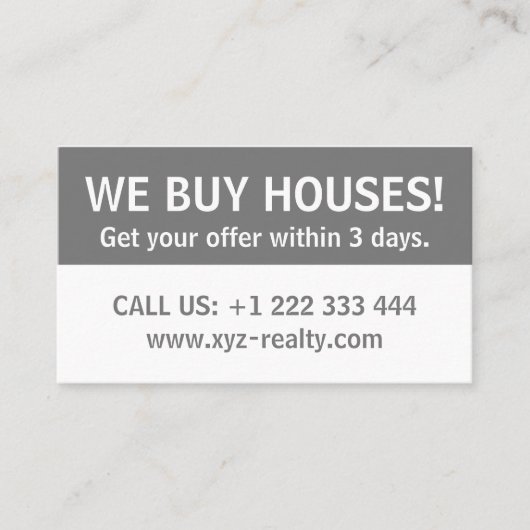 Einfach-Grauer Real-Anwesen-Investor Visitenkarte (Vorderseite)