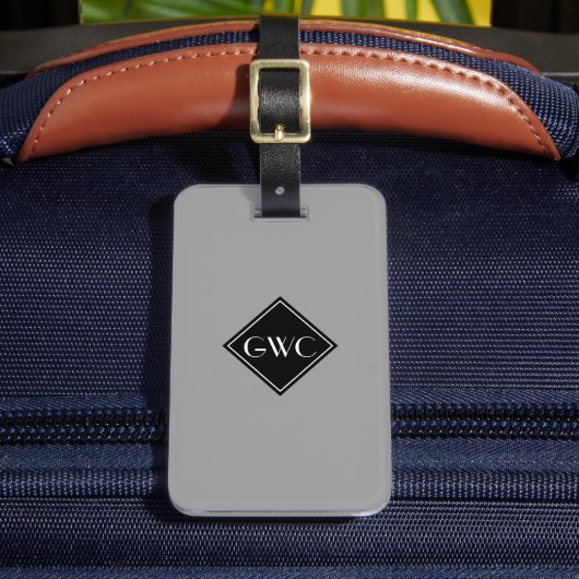Einfach graues Monogramm benutzerdefiniert Gepäckanhänger (Vorderseite Insitu 2)