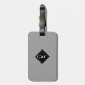 Einfach graues Monogramm benutzerdefiniert Gepäckanhänger (Rückseite vertikal)
