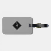 Einfach graues Monogramm benutzerdefiniert Gepäckanhänger (Rückseite horizontal)