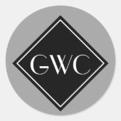 Einfach graues Monogramm benutzerdefiniertes Monog Runder Aufkleber (Vorderseite)