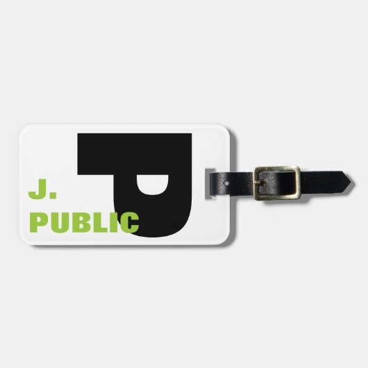 Einfach, großes Anfangsmonogramm zu beschmutzen Gepäckanhänger (Vorderseite horizontal)