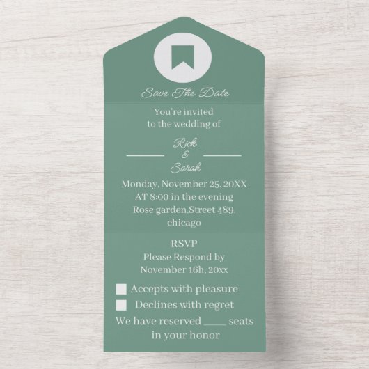 Einfach Grün Save the Date angepasst All In One Einladung (Innen Boden)