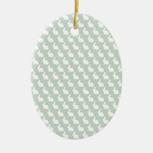 Einfach grün und weiß Osterhase Keramik Ornament