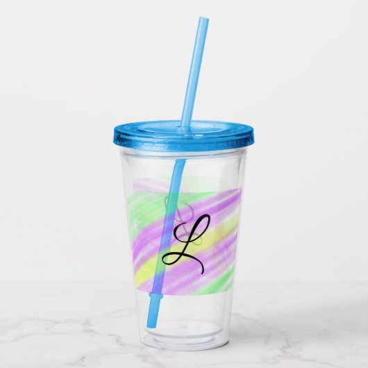 Einfach grüne lila Wasserfarbe Acryltrinkbecher (Rückseite)