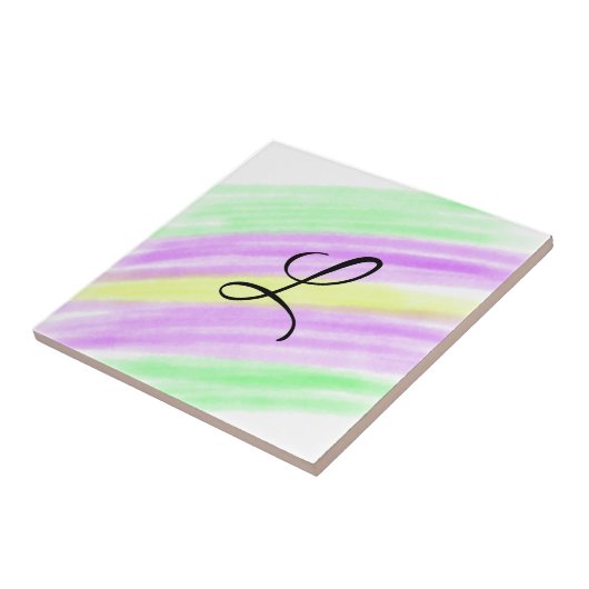 Einfach grüne lila Wasserfarbe Fliese (Seite)