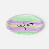 Einfach grüne lila Wasserfarbe Pappteller (Schrägansicht)