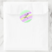 Einfach grüne lila Wasserfarbe Runder Aufkleber (Tasche)