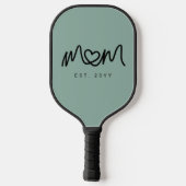 Einfach Grüner Herz Skript Mutter Etabliert Est Pickleball Schläger (Rückseite)