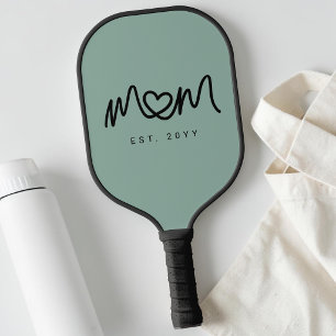 Einfach Grüner Herz Skript Mutter Etabliert Est Pickleball Schläger