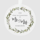 Einfach grüner Kranz Erstes Weihnachtsschmuck Foto Ornament (Vorderseite)