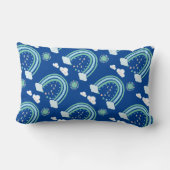 Einfach grüner Regenbogen Boho auf blau | Lendenkissen (Rückseite)