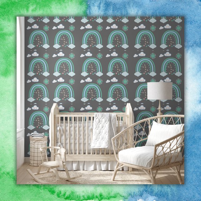 Einfach grüner Regenbogen Boho auf der Holzkohle | Tapete (Von Creator hochgeladen)