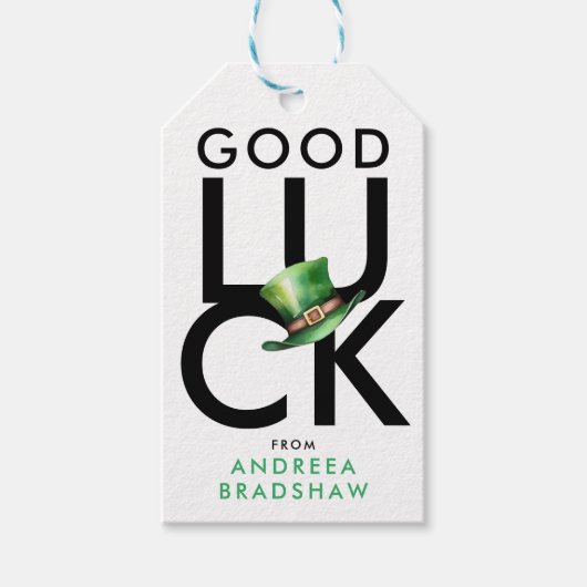 Einfach grüner und weißer St. Patrick's Day Hat Geschenkanhänger (Vorderseite)