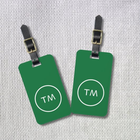 Einfach grüner weißer Kreis Fett Monogramm Gepäckanhänger