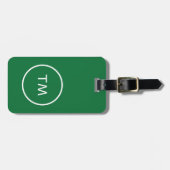 Einfach grüner weißer Kreis Fett Monogramm Gepäckanhänger (Vorderseite horizontal)