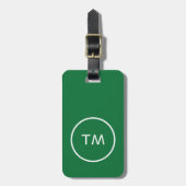 Einfach grüner weißer Kreis Fett Monogramm Gepäckanhänger (Vorderseite vertikal)