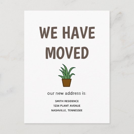 EINFACH HABEN WIR BEWEGT ANKÜNDIGUNGSPOSTKARTE (Vorderseite)