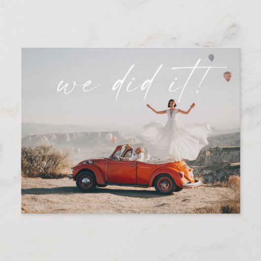 Einfach haben wir das Hochzeitsempfang-Foto gemach Postkarte (Vorderseite)