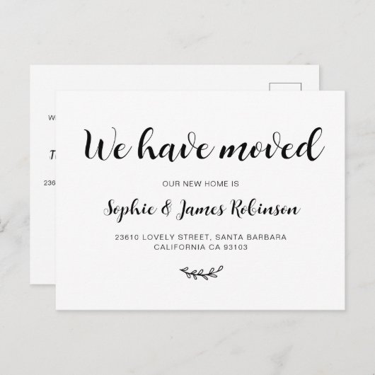 Einfach haben wir das Script neu verschoben Zuhaus Ankündigungspostkarte (Vorne/Hinten)