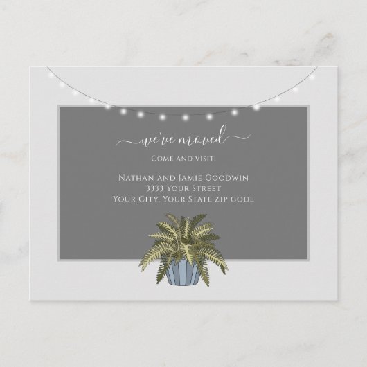 Einfach haben wir die Ankündigung von neuen Zuhaus Postkarte (Vorderseite)