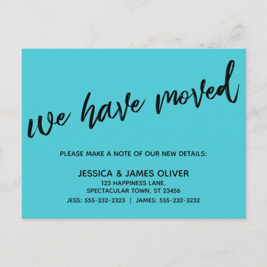 Einfach haben wir Lässige Handschrift Türkis versc Postkarte (Vorderseite)