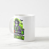 Einfach Halloween warten – Lustige Spukzeit Kaffeetasse (Vorderseite Links)