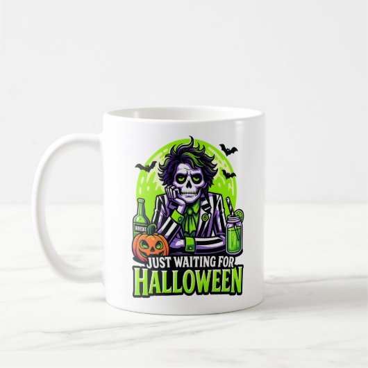 Einfach Halloween warten – Lustige Spukzeit Kaffeetasse (Links)