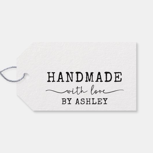 Einfach handgefertigt mit handgeschriebenem Skript Geschenkanhänger (Rückseite Horizontal)