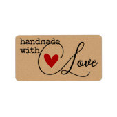 Einfach handgefertigt mit Liebe Herz Einfach Stilv Adressaufkleber (Vorne)