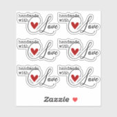 Einfach handgefertigt mit Liebe Herz Einfach Stilv Aufkleber (Blatt)