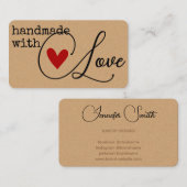 Einfach handgefertigt mit Liebe Herz Einfach Stilv Begleitkarte (Vorne/Hinten)