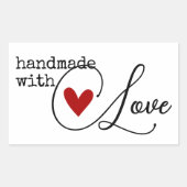 Einfach handgefertigt mit Liebe Herz Einfach Stilv Rechteckiger Aufkleber (Vorderseite)